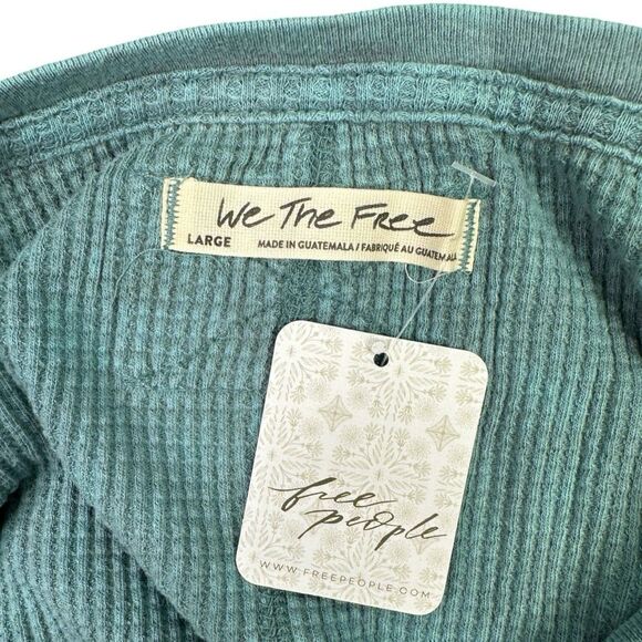 We The Free x Free People Microphone Drop Thermal Top - Size Large - Silver Pine - Picture 5 of 7